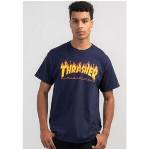 VTG Y2K Thrasher Flame Logo T-Shirt Men’s M Black Skate Tee EUC